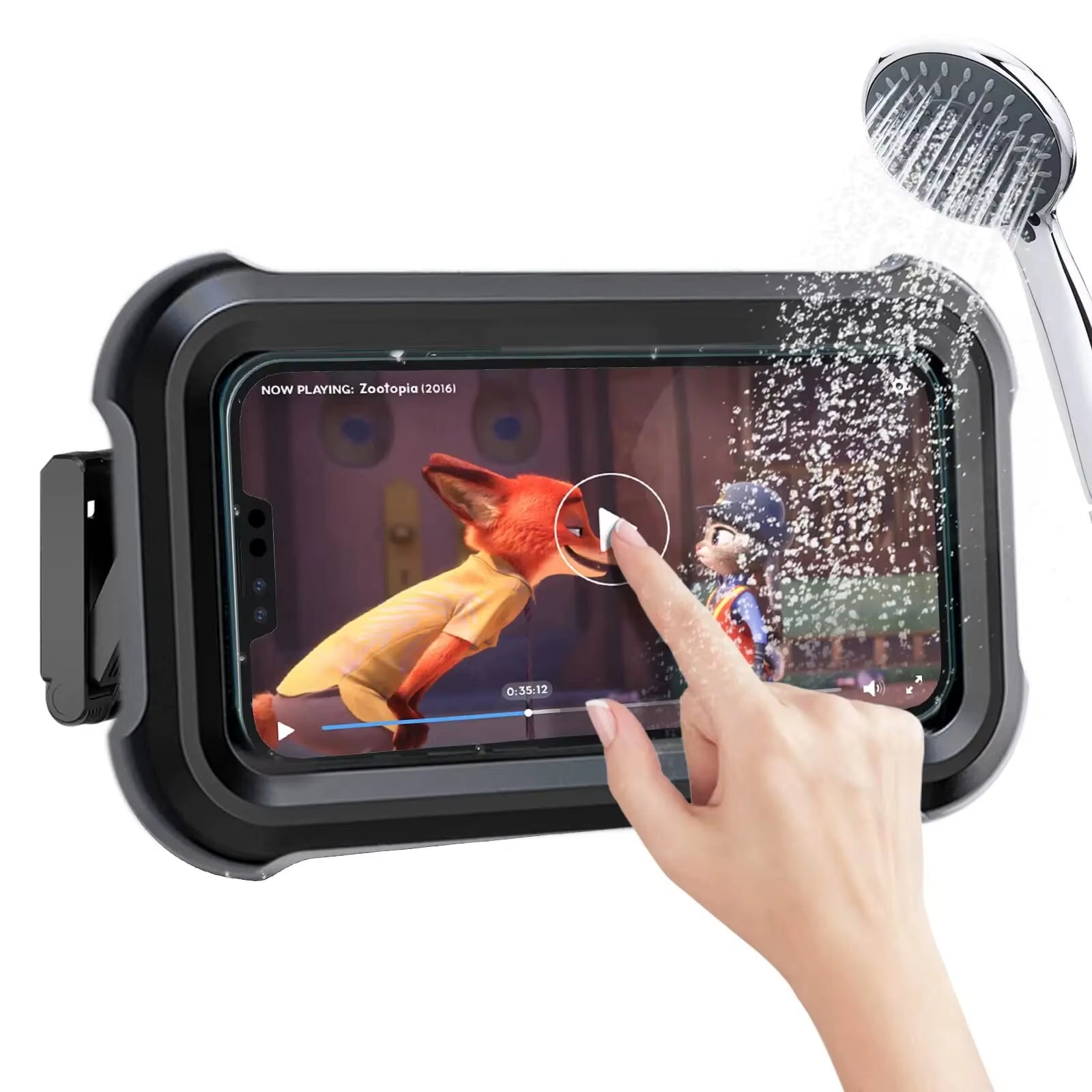 Waterproof Shower Phone Holder with 480° Rotation, Angle Adjustable, Wall Mounted Phone Holder for Bathroom Kitchen, up to 6.8I